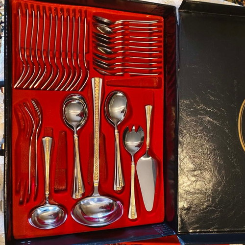 Solingen cutlery set, stainless steel, two-tone gold and silver