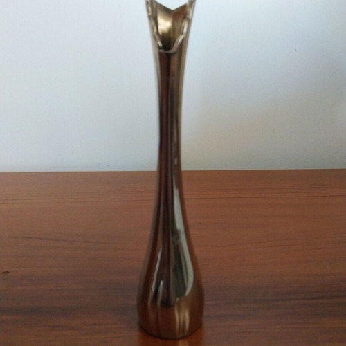Vintage Metal Swan Vase 18cm Retro Silver Decorative like new