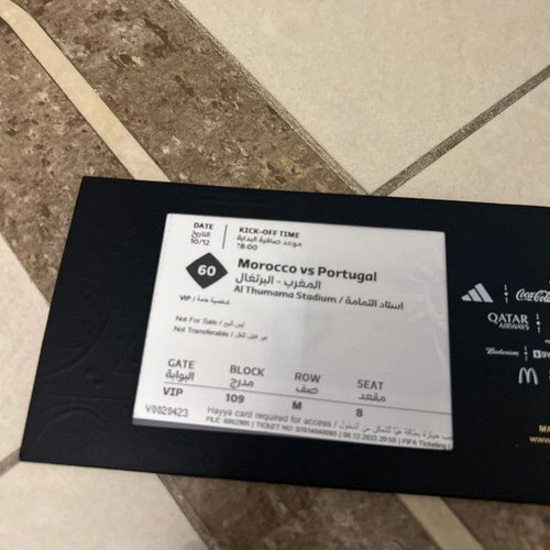 World Cup 2022 Qatar Morocco vs Portugal tickets new in collectible case