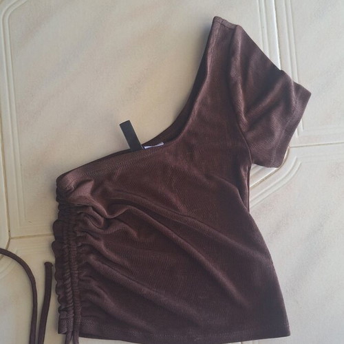 H&M Divided One Shoulder Top brown XS like new