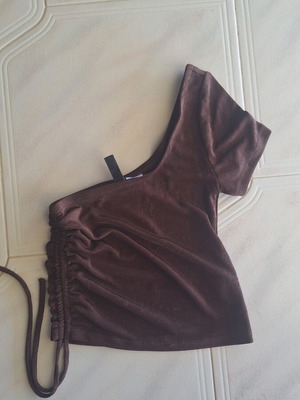 H&M Divided One Shoulder Top brown XS like new