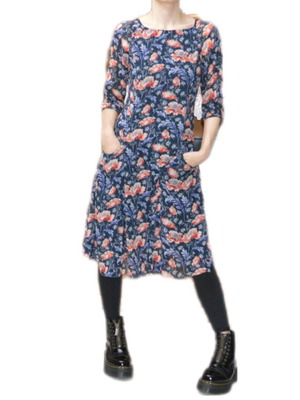 Zara Basic Floral Midi Dress like new, blue with peony pattern