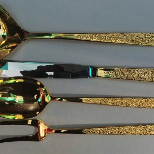 Cosmos Golden Fresco Cutlery Set 100 Pieces Gold Plated New