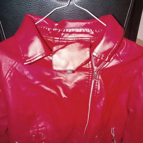 Women's red faux leather jacket size L