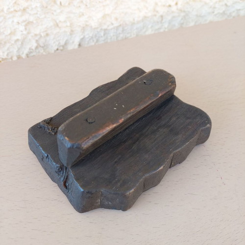 Vintage wooden carved fabric printing stamp used
