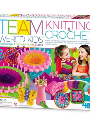4M Steam Powered Kids Knitting & Crochet new