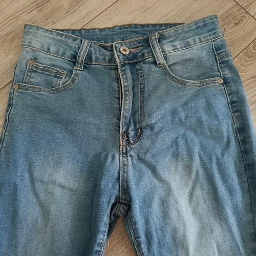 Fitted 3/4 blue jeans, women's knee-length