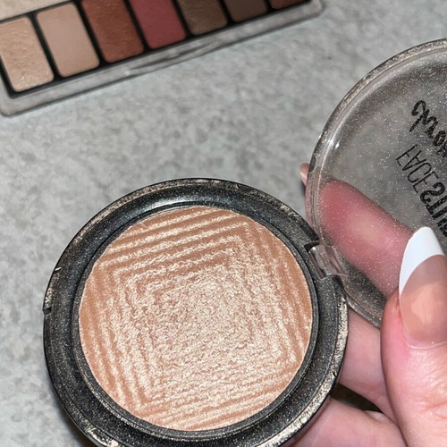 Catrice and Maybeline eyeshadows and highlighter used slightly