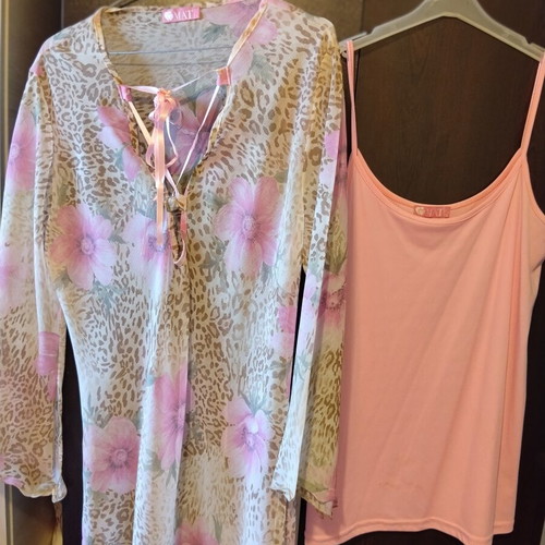 Mat floral tunic set 80cm with pink top