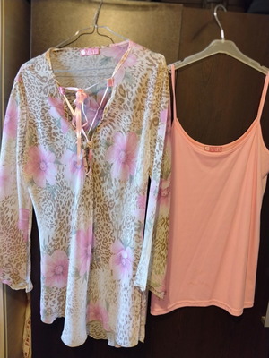 Mat floral tunic set 80cm with pink top