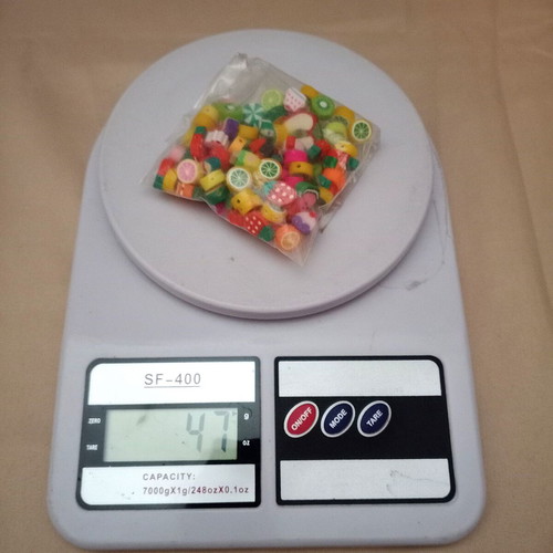 Fimo beads new with fruits, sweets and lollipops, 100 pieces