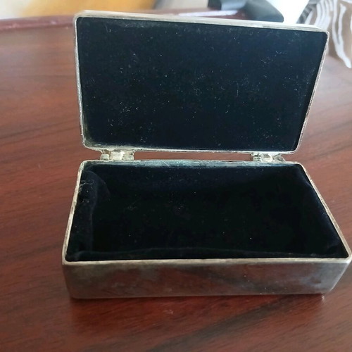 Miniature jewelry box used, silver with velvet interior