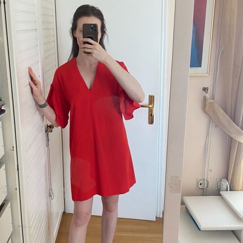 Zara red mini dress used, size S