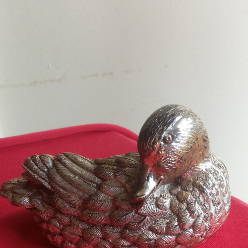Decorative Silver-Plated Duck Vintage 1970 Like New