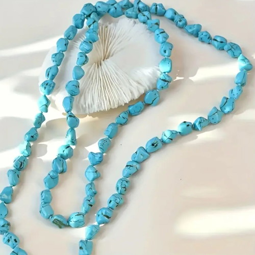 Turquoise long necklace new with irregular stones 80cm