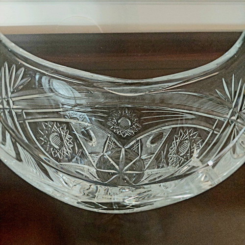 Crystal fondue bowl used, Czech origin with small internal crack