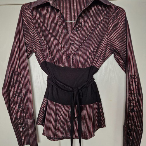 Madlen vintage striped blouse size M new, black and silver