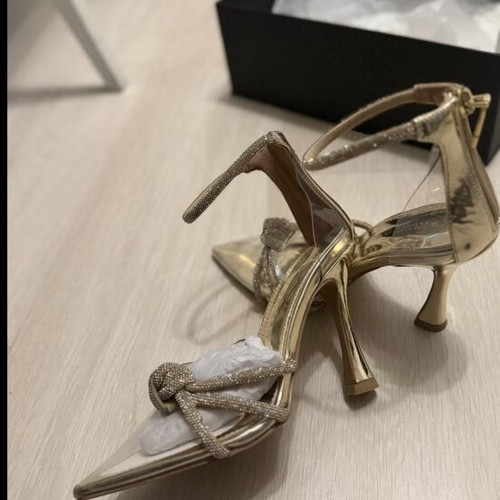 Kurt Geiger high-heeled sandals new, gold and silver with delicate stones