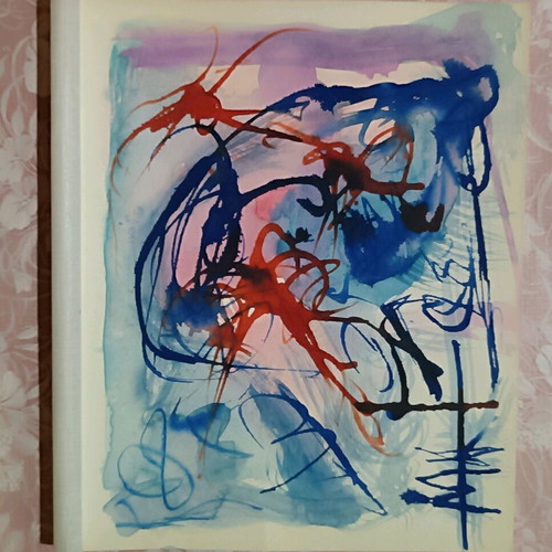 Abstract art triptych BLUE made to order