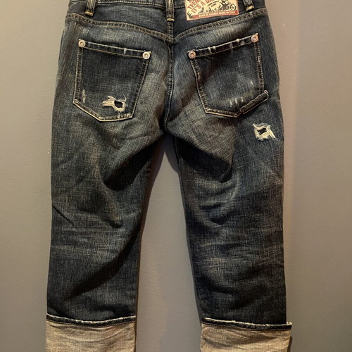 Dsquared2 Cropped Jeans like new, vintage with leather biker patch