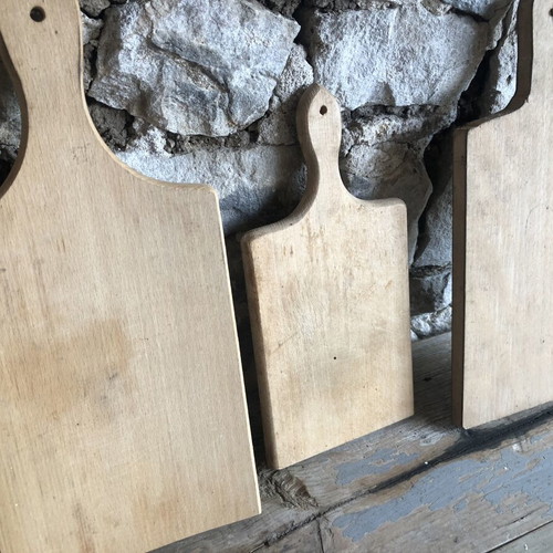 Vintage set of three wooden cutting and serving boards