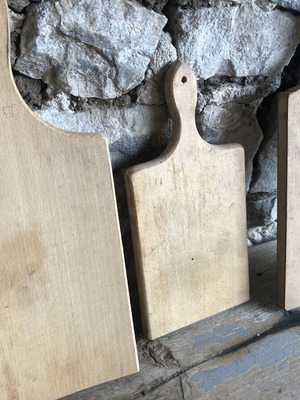 Vintage set of three wooden cutting and serving boards