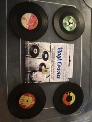 Vinyl record coasters unused, set of 4 pieces