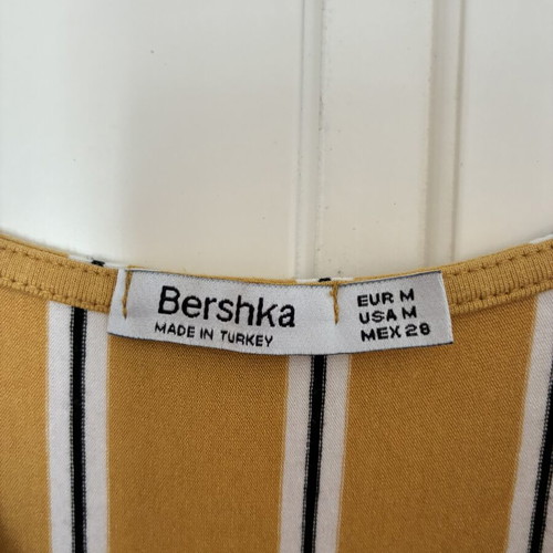 Bershka retro-style mustard striped summer jumpsuit size M like new