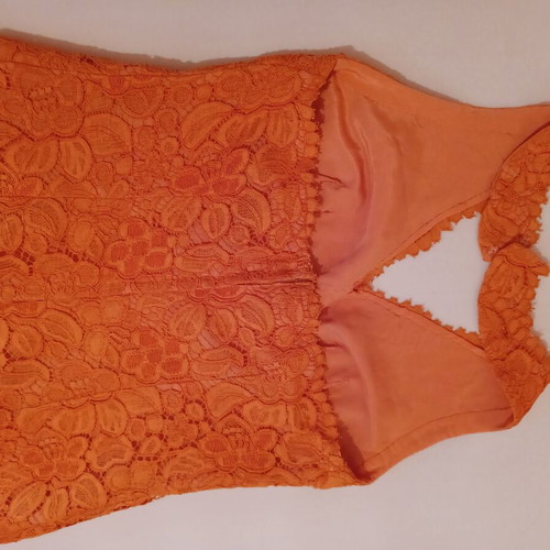 Evening formal dress new, orange guipure lace