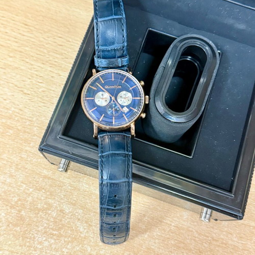 Quantum ADG578.499 watch like new, blue leather strap