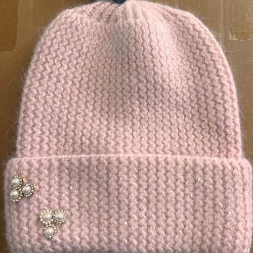 Pink hat new with embroidered beads
