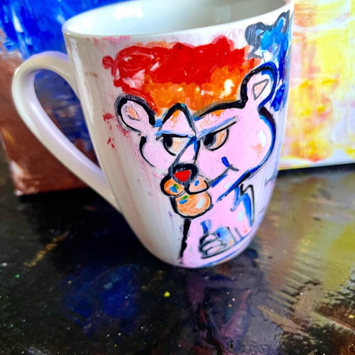 Pink Panther mug hand-painted new