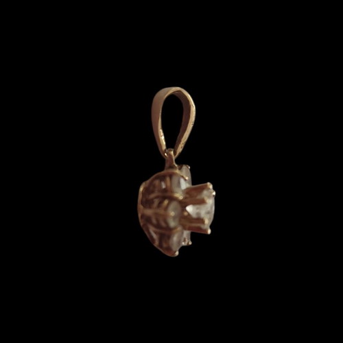 Gold pendant with white stones 14K