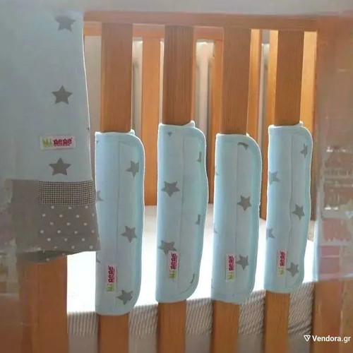 Crib rail bumpers 10 used, pink stars, 28×18cm