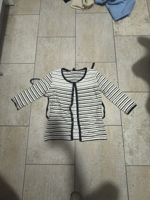Cardigan used, cotton, black and white, size M