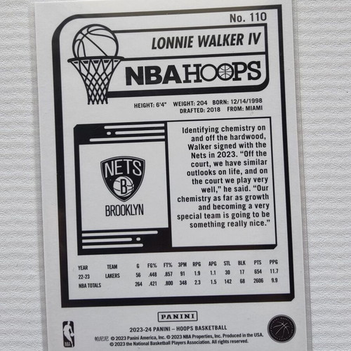 Lonnie Walker IV Purple NBA Hoops 2023-24 card new