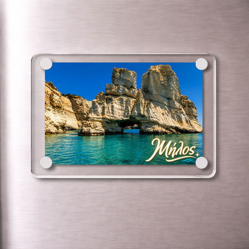 Acrylic fridge magnet 6x9cm, Milos, Greek summer collection
