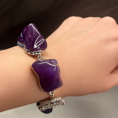 Bracelet like new with large amethyst resin stones purple