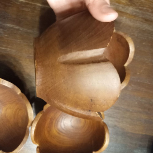 Wooden bowls set of 4 used with minor marks