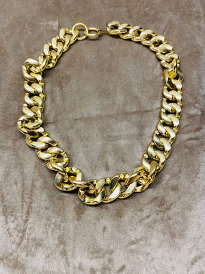 Necklace used, faux thick chain in gold tone