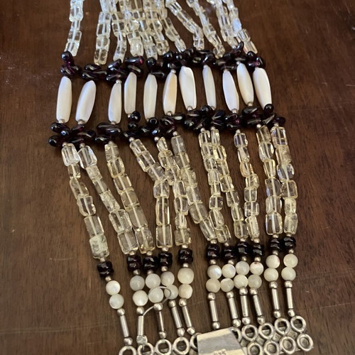 Silver Indian bracelet used with mineral and shell beads