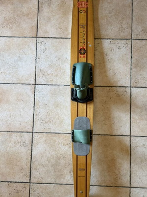 Reflex Mono 64 wooden water ski slalom board, 60s vintage