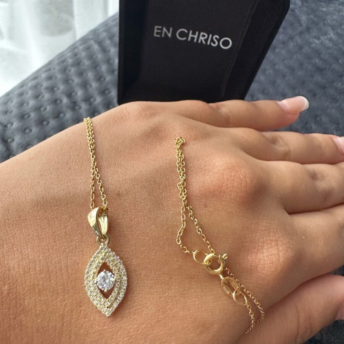 Silver gold-plated necklace with zircon new