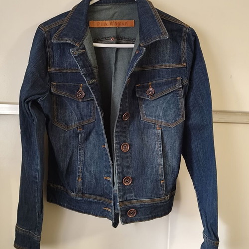 Pink Woman women's denim jacket used, blue, size Small