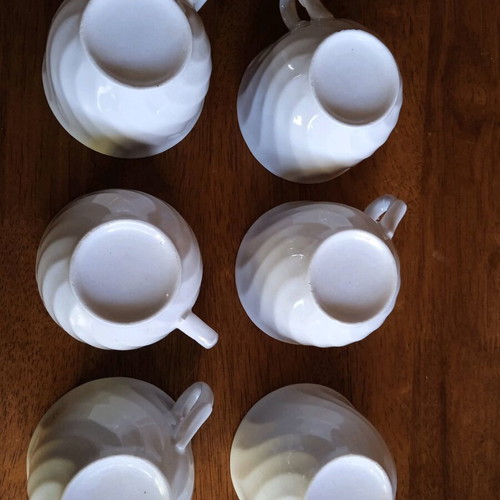 Porcelain tea cups set of six white vintage like new
