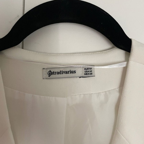 Stradivarius white sleeveless jacket medium, used, double-breasted