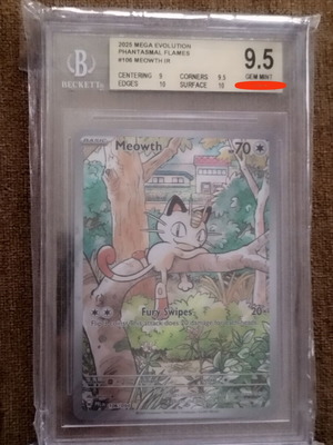 Κάρτα Meowth Pokémon slab Beckett 9.5 σαν καινούργιο