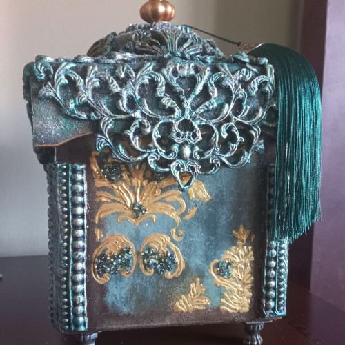 Decorative wooden box with decoupage techniques 30x20 cm new