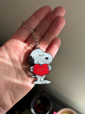 Snoopy's Heart Charm Valentine's Day keychain made to order