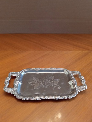 Vintage metal serving tray 18.5x11 cm inox